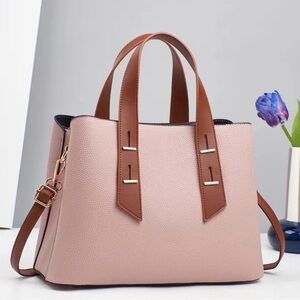 Elegant Pink Leather Tote Bag